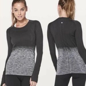 Lululemon Athletica Black and Gray Ombré Long Sleeve Top
